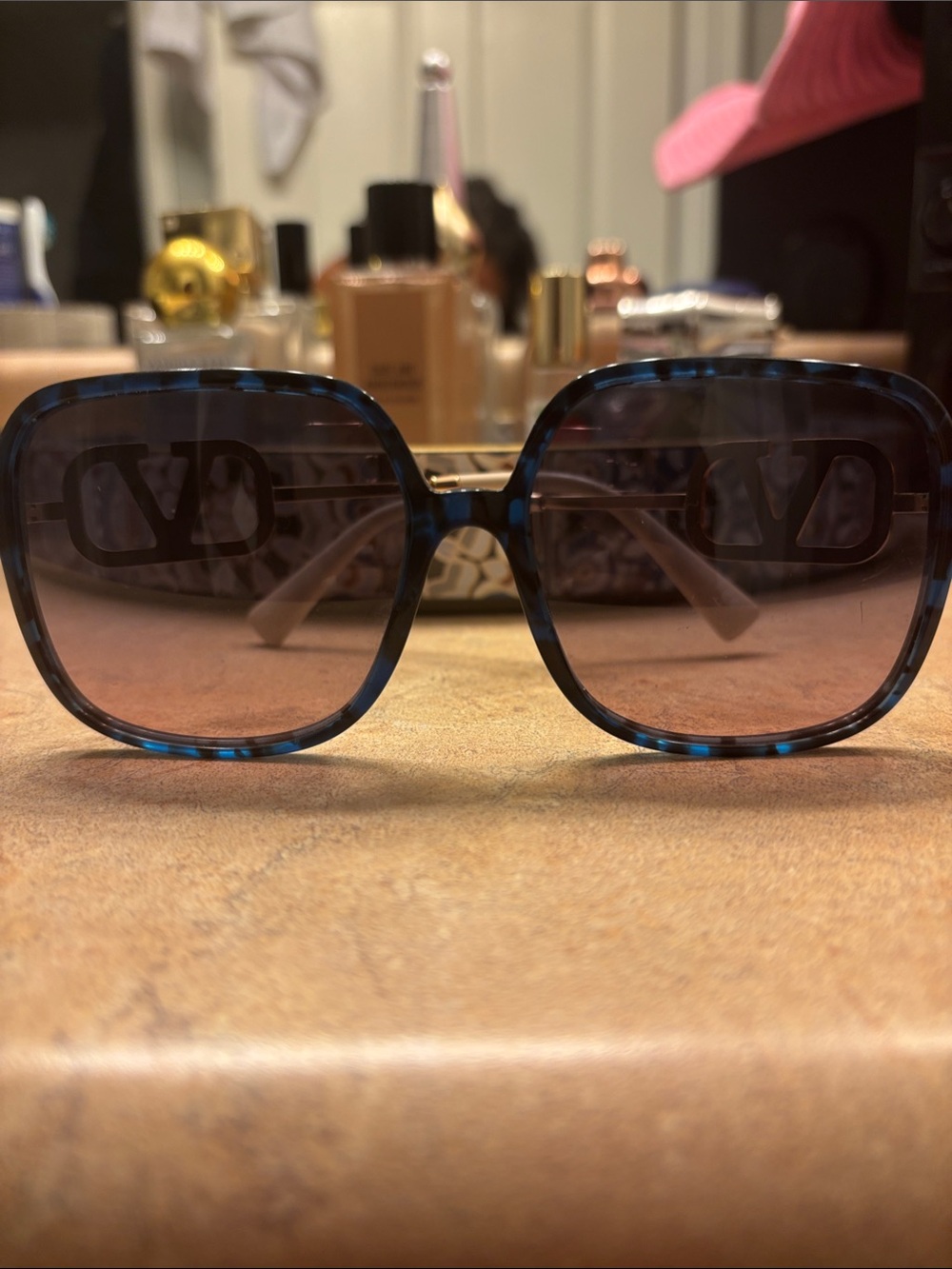 Valentino Blue oversized Tortoiseshell Women’s Sunglasses